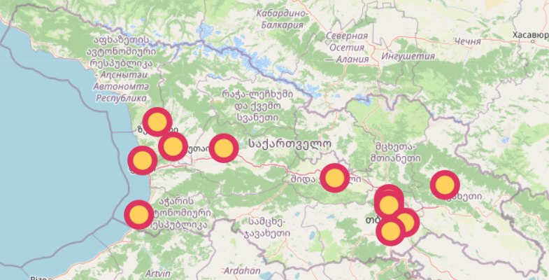 Map of the branch network across Georgia